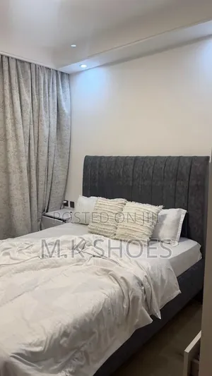 5 by 6 Bed Without Mattress and Bedside Table
