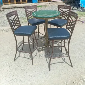 Bar Chairs Set, Coated Frame With Padded Black Cushion