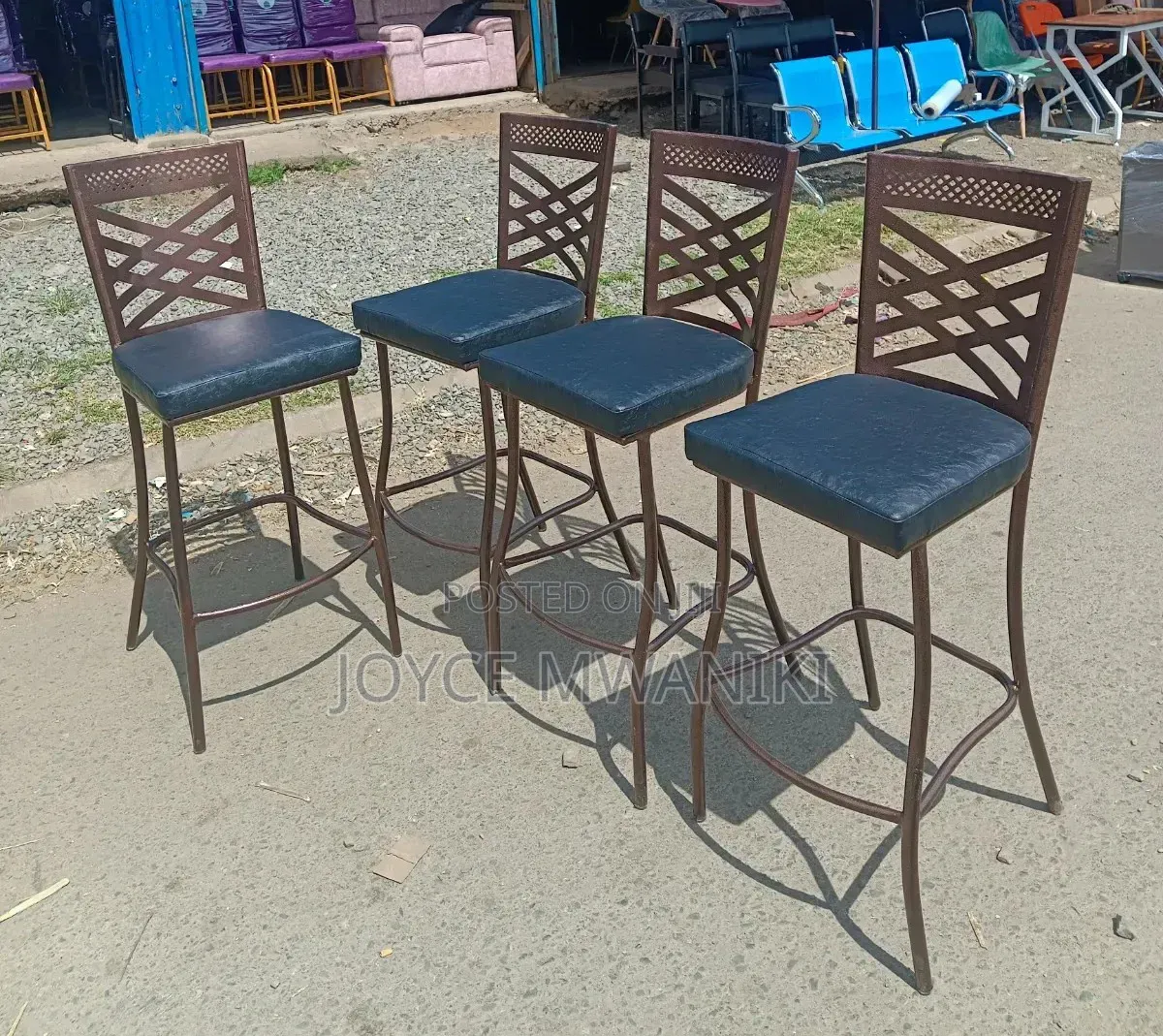 Copper Coated Frame Bar Chairs