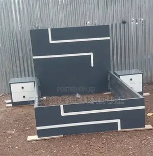 5x6 Charcoal Grey Wooden Bed Frame + 2 Bedside Drawers (Brand New)