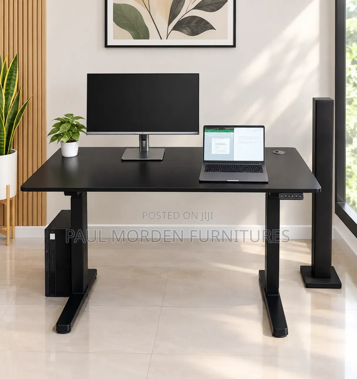 1.2m Elevate Electric White & Black Adjustable Table