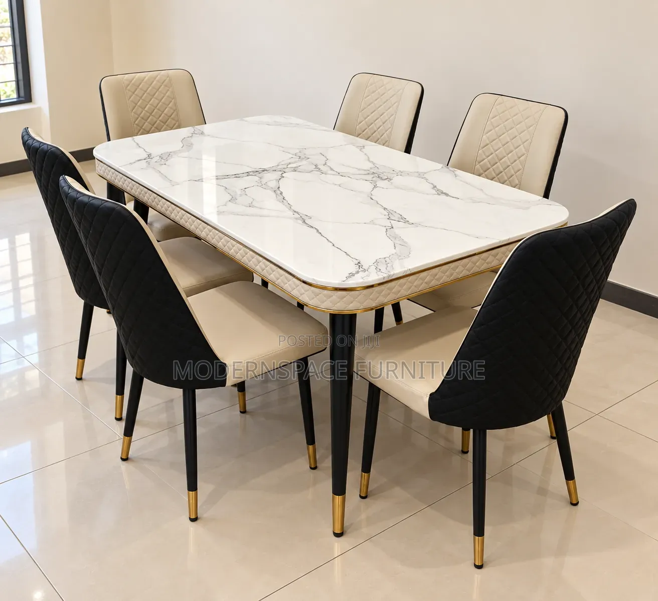 Dining;6-Seater Marble Dining Table