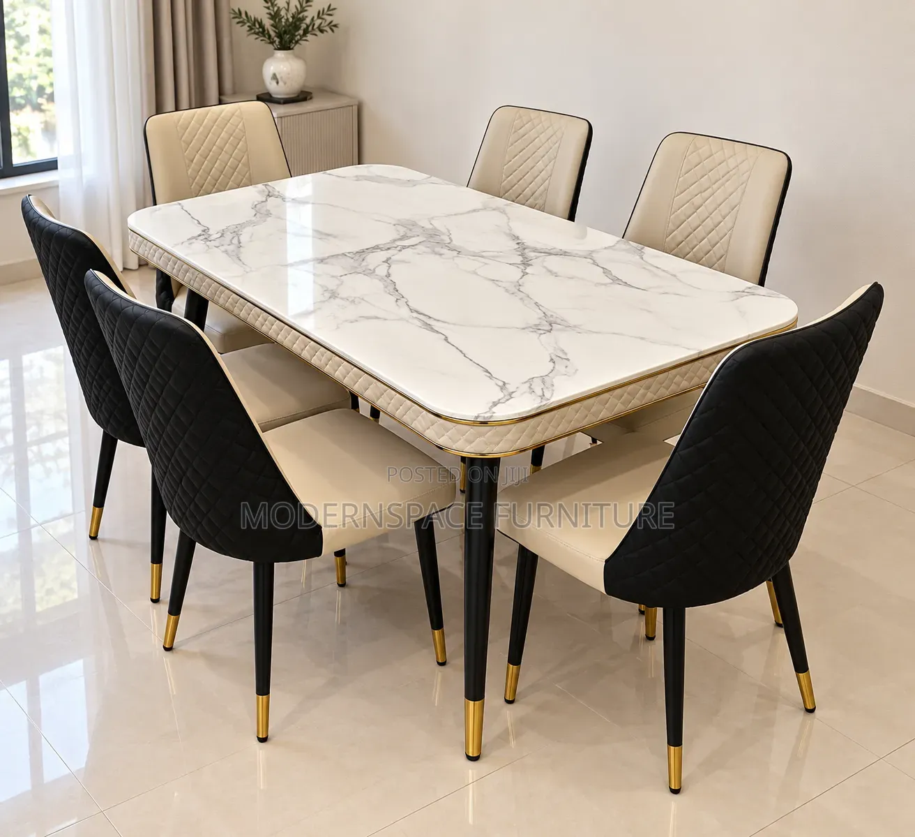 Dining;6-Seater Marble Dining Table