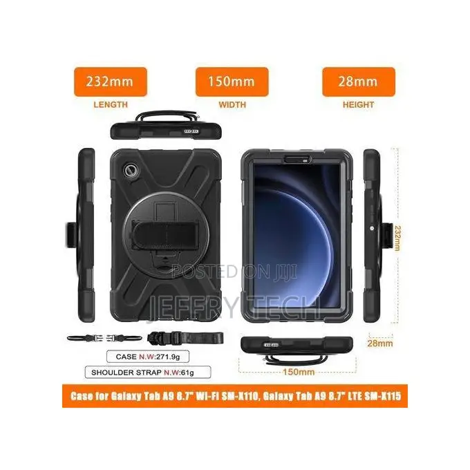 RUGGED Samsung Galaxy Tab A9 8.7 Inch Case Cover, Rugged 3 Layer