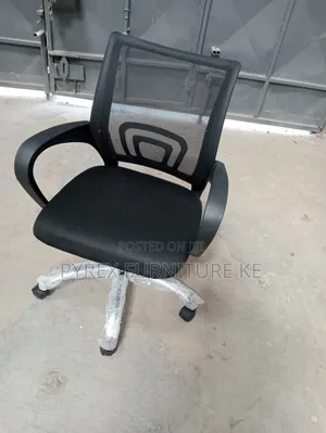 Desk Chair With Fixed Armrests and Swivel Base - Black