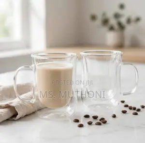 3 PCs Borosilicate Plain Double Wall Glass Mug - 350ML*
