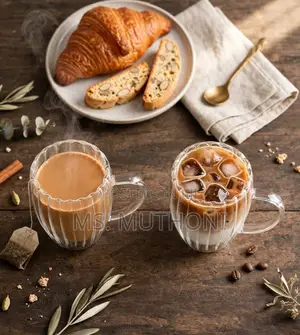 3 PCs Fluted Double Wall Glass Mug - 350ML
