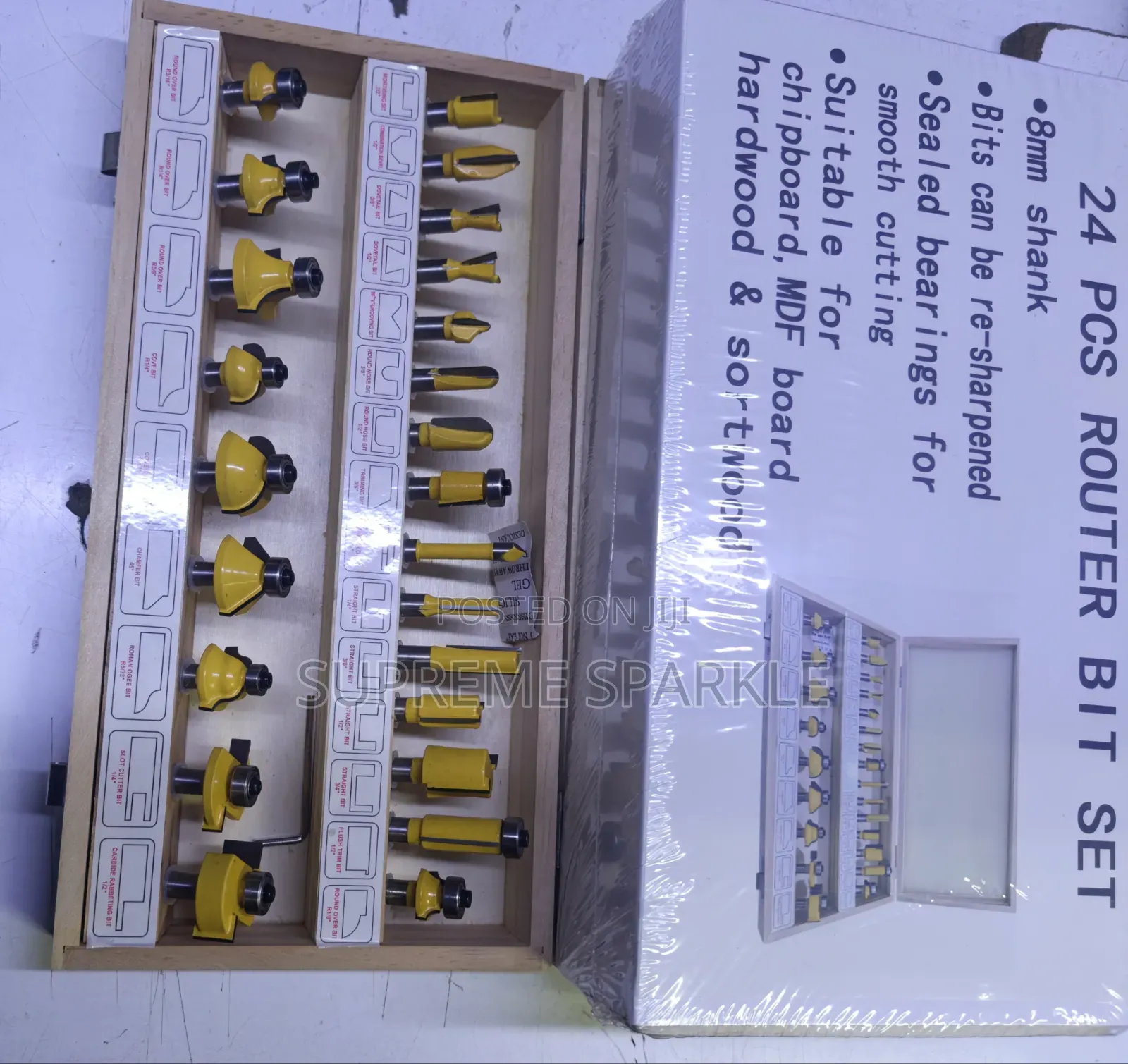 24-Piece Tungsten Carbide Router Bit Set.