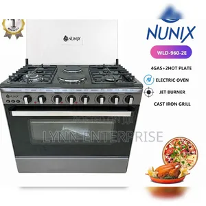 60*90 Nunix Standing Cooker 4+2 :2 Hot Plate With 4 Burner 120mm Burne