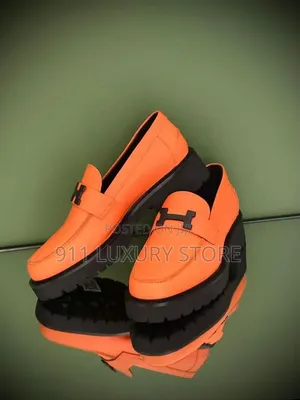 Hermès-Inspired Orange H-Buckle Chunky Loafers