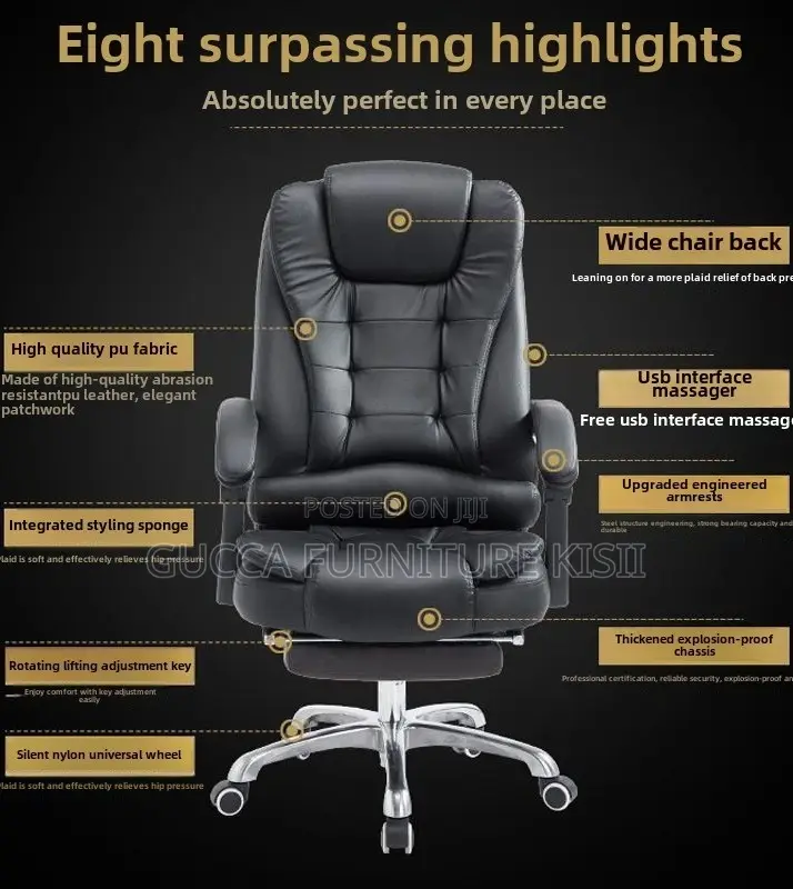 Director's Leather High Back Desk Ergonomic Chair