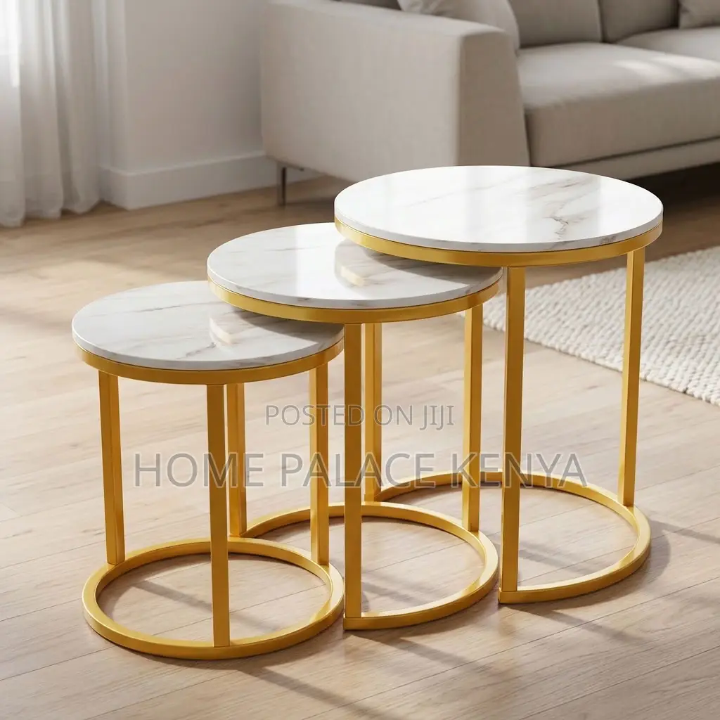 Coffee Table; 3-Piece Glass Top Side Stool