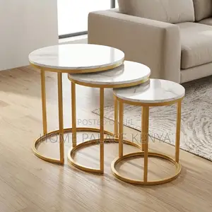 Coffee Table; 3-Piece Glass Top Side Stool