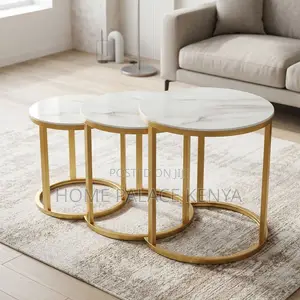 Coffee Table; 3-Piece Glass Top Side Stool