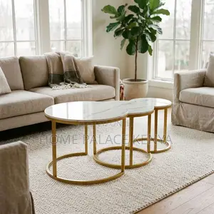 Coffee Table; 3-Piece Glass Top Side Stool