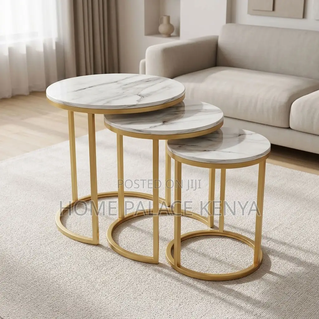 Coffee Table; 3-Piece Glass Top Side Stool