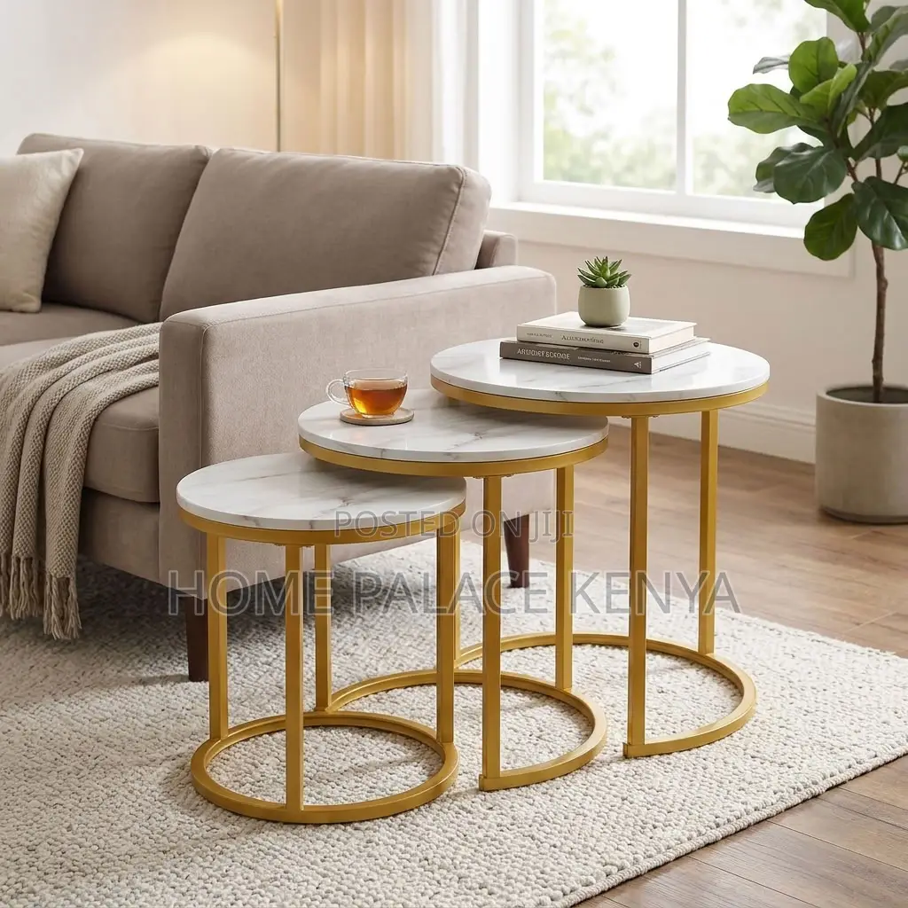 Coffee Table; 3-Piece Glass Top Side Stool