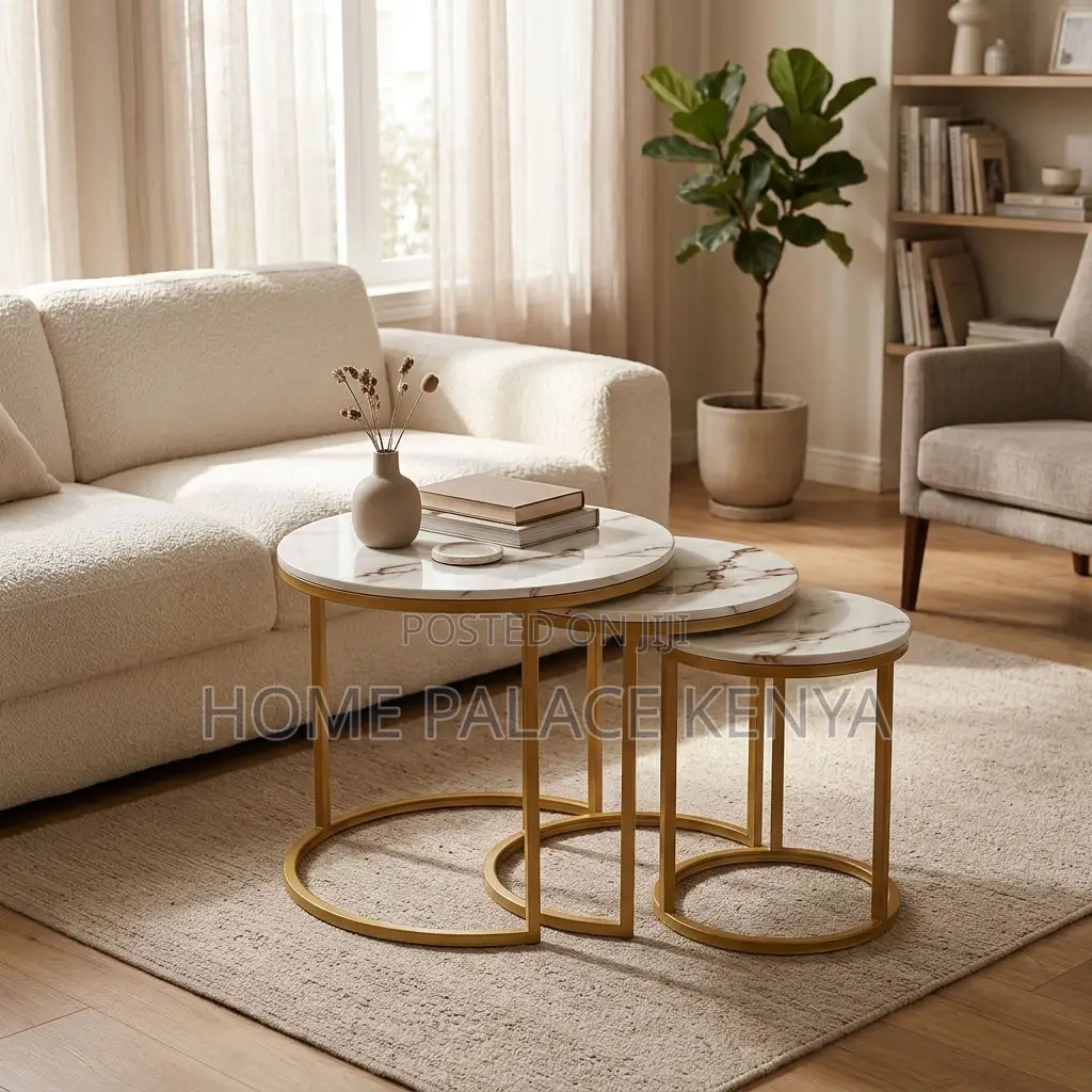 Coffee Table; 3-Piece Glass Top Side Stool