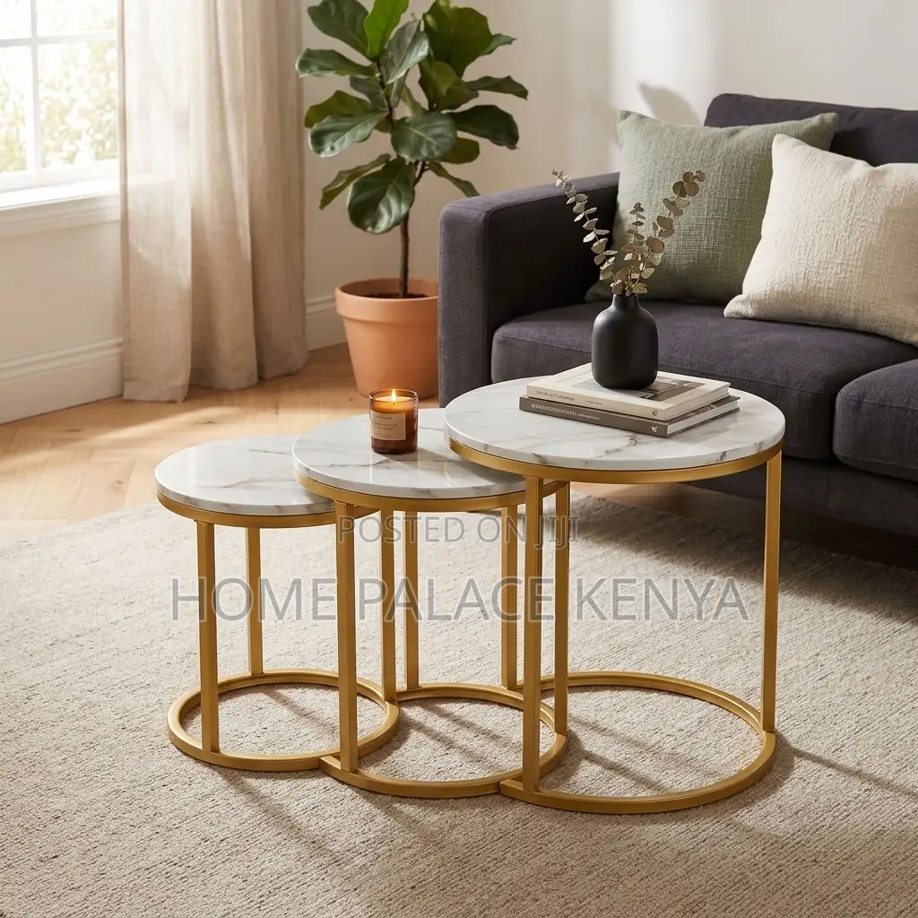 Coffee Table; 3-Piece Glass Top Side Stool