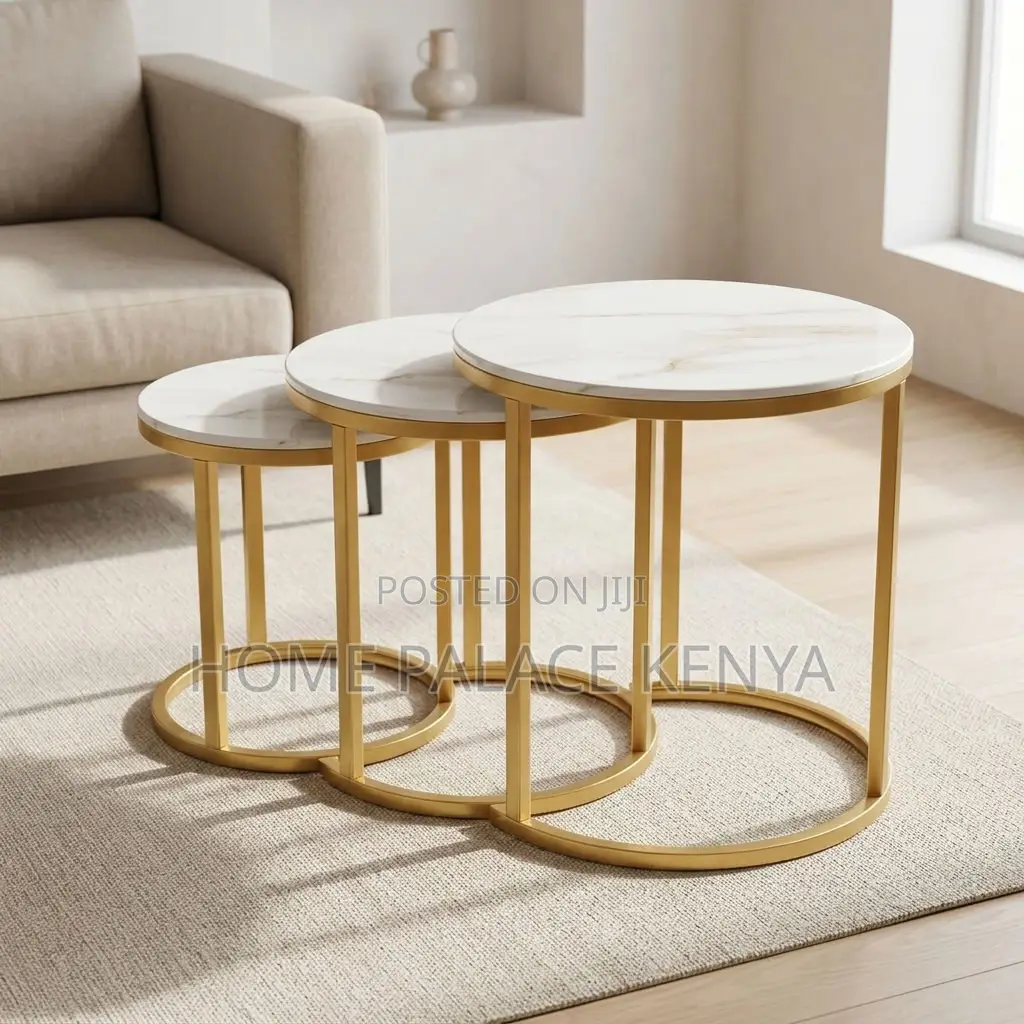 Coffee Table; 3-Piece Glass Top Side Stool