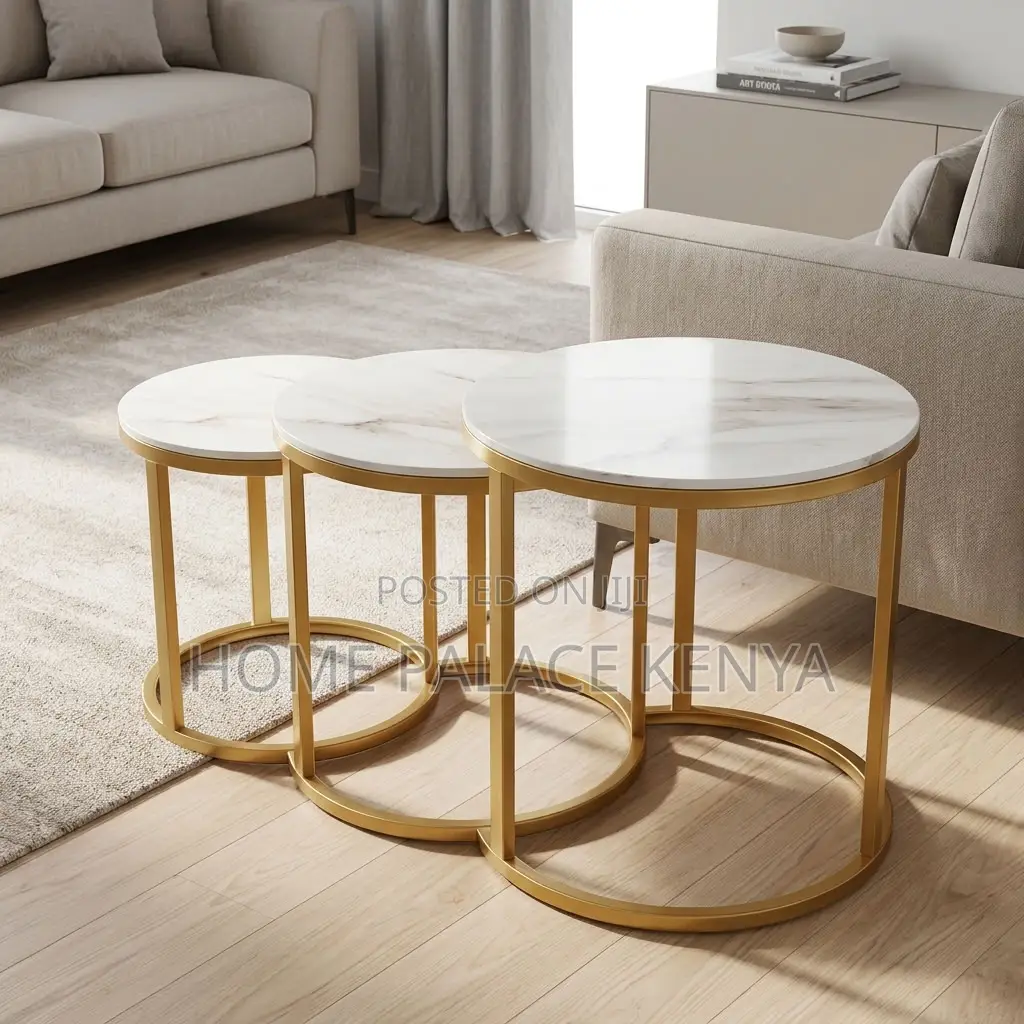 Coffee Table; 3-Piece Glass Top Side Stool