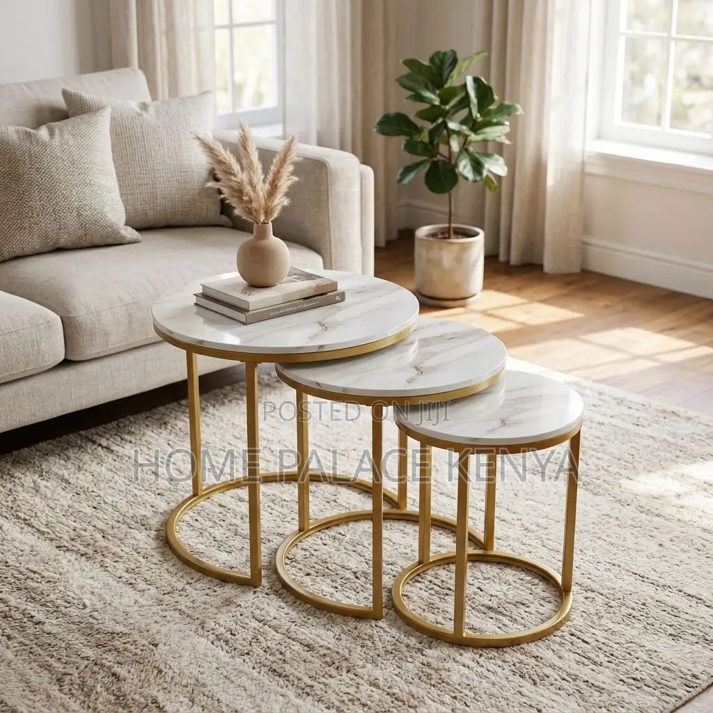 Coffee Table; 3-Piece Glass Top Side Stool