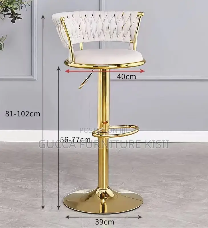 Modern Adjustable Velvet Upholstered Barstool