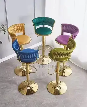 Modern Adjustable Velvet Upholstered Barstool