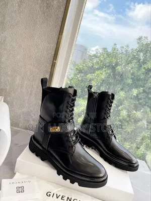 Givenchy Black Leather Lace-Up Combat Boots