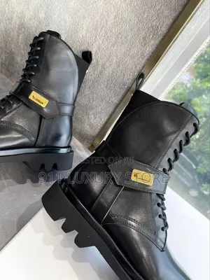 Givenchy Black Leather Lace-Up Combat Boots