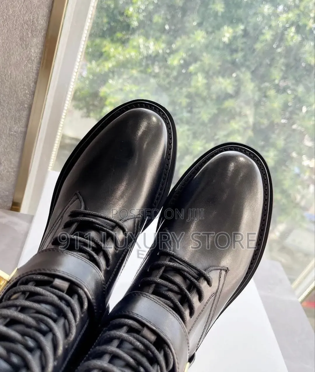 Givenchy Black Leather Lace-Up Combat Boots