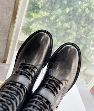 Givenchy Black Leather Lace-Up Combat Boots