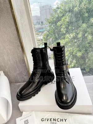 Givenchy Black Leather Lace-Up Combat Boots