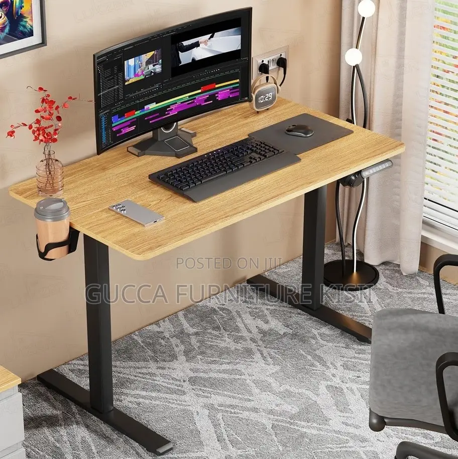 Beech 120cm Single Motor Sit/Stand Desk