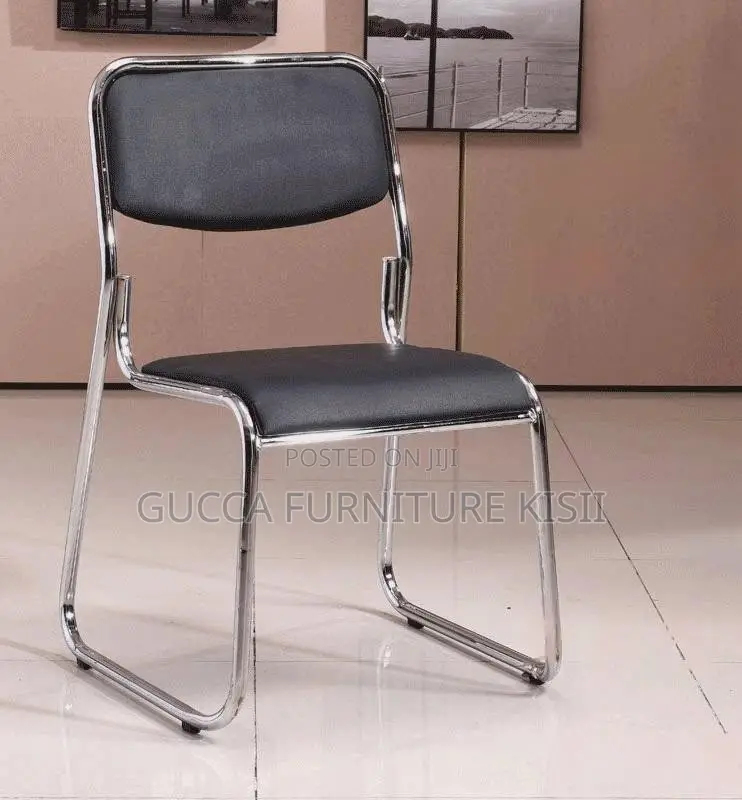 Low Back Ergonomic Chrome Leather Office Chair