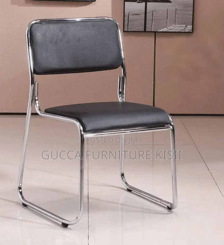 Low Back Ergonomic Chrome Leather Office Chair