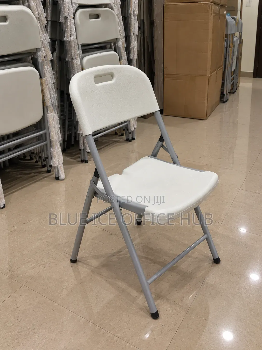 White Plastic Folding Chair With Strong Metal Frame