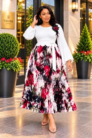 Flowered Miyaki Dress