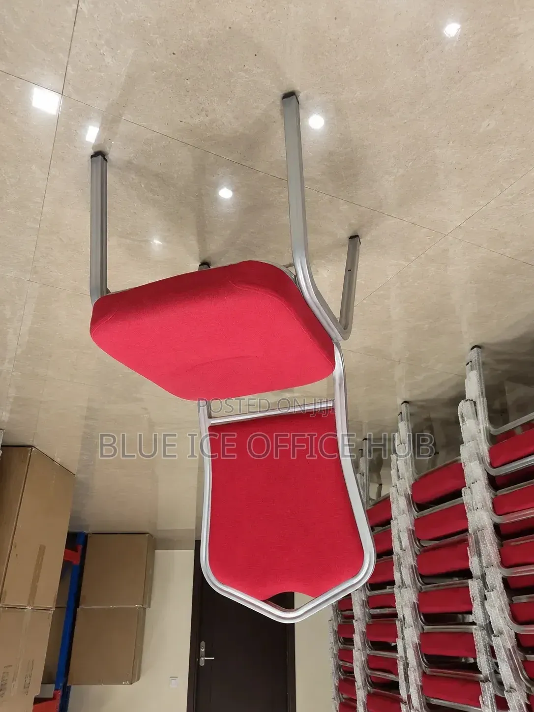 Red Banquet Chair With Silver Frame