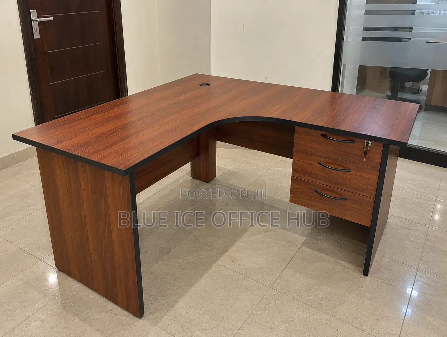 Brown L-Shaped Executive Office Desk