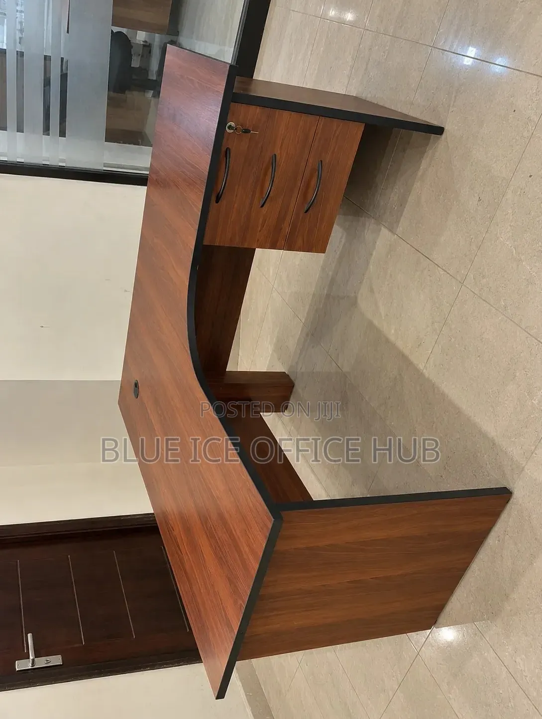 Brown L-Shaped Executive Office Desk