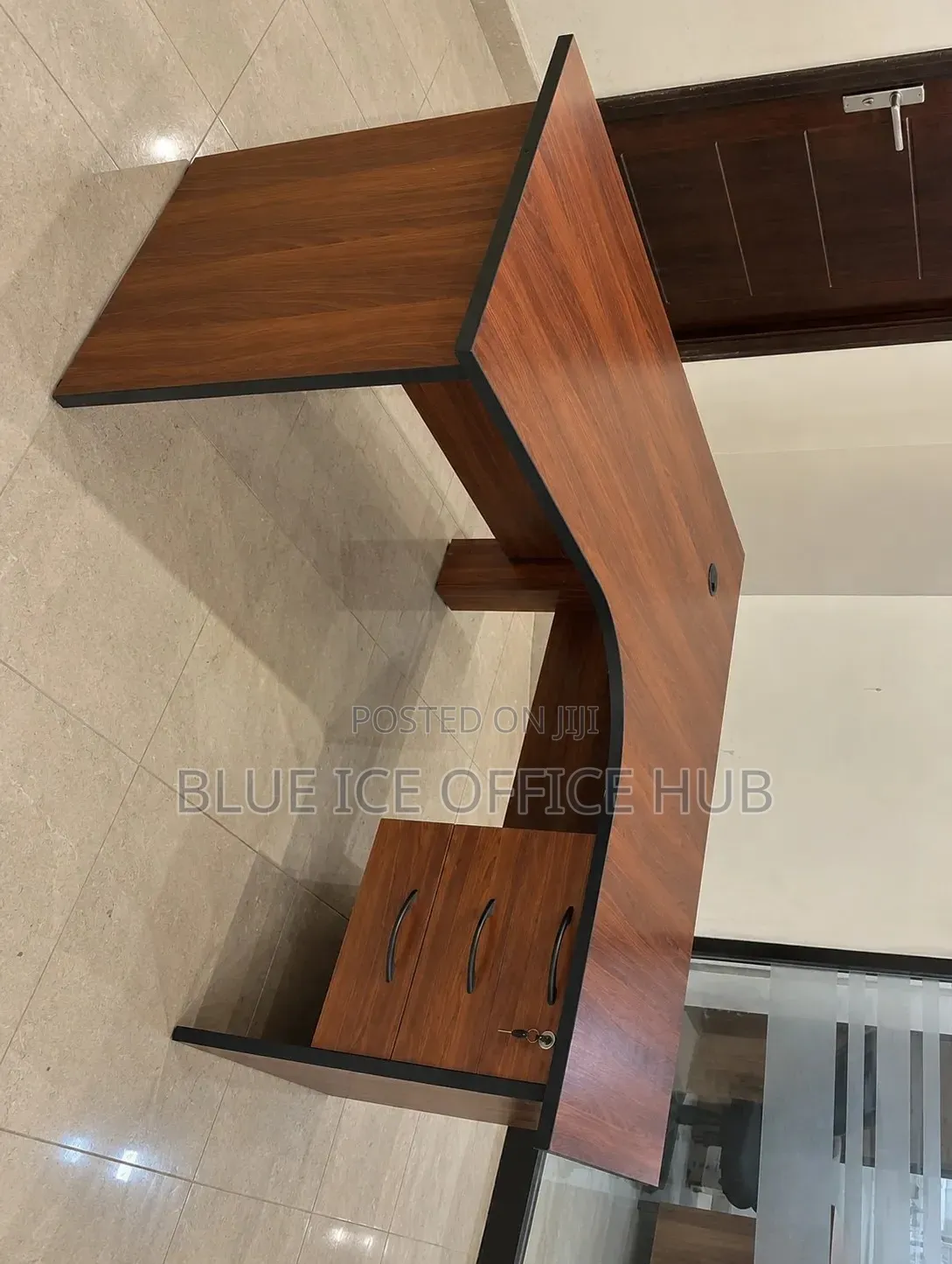 Brown L-Shaped Executive Office Desk