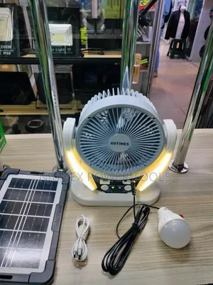 GDTimes Solar Rechargeable Fan With One Led Bulb