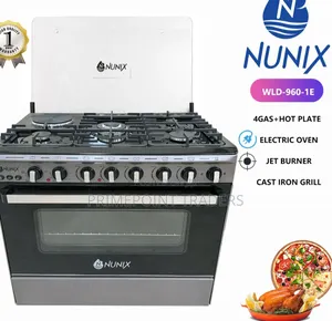Nunix 60×90 Gas Cooker 4+1 With 120mm Wok Burner