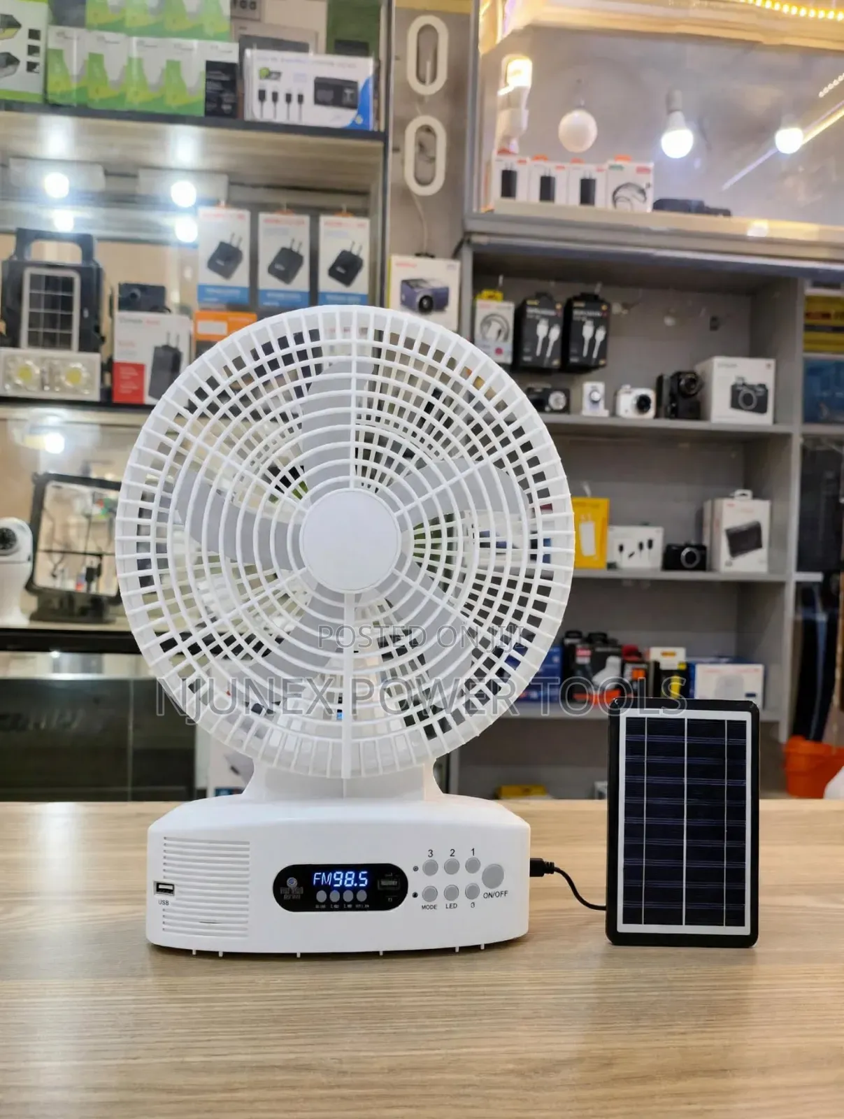 Solar Fan With Radio/Bluetooth Speaker