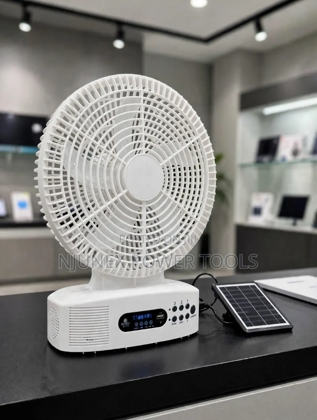 Solar Fan With Radio/Bluetooth Speaker