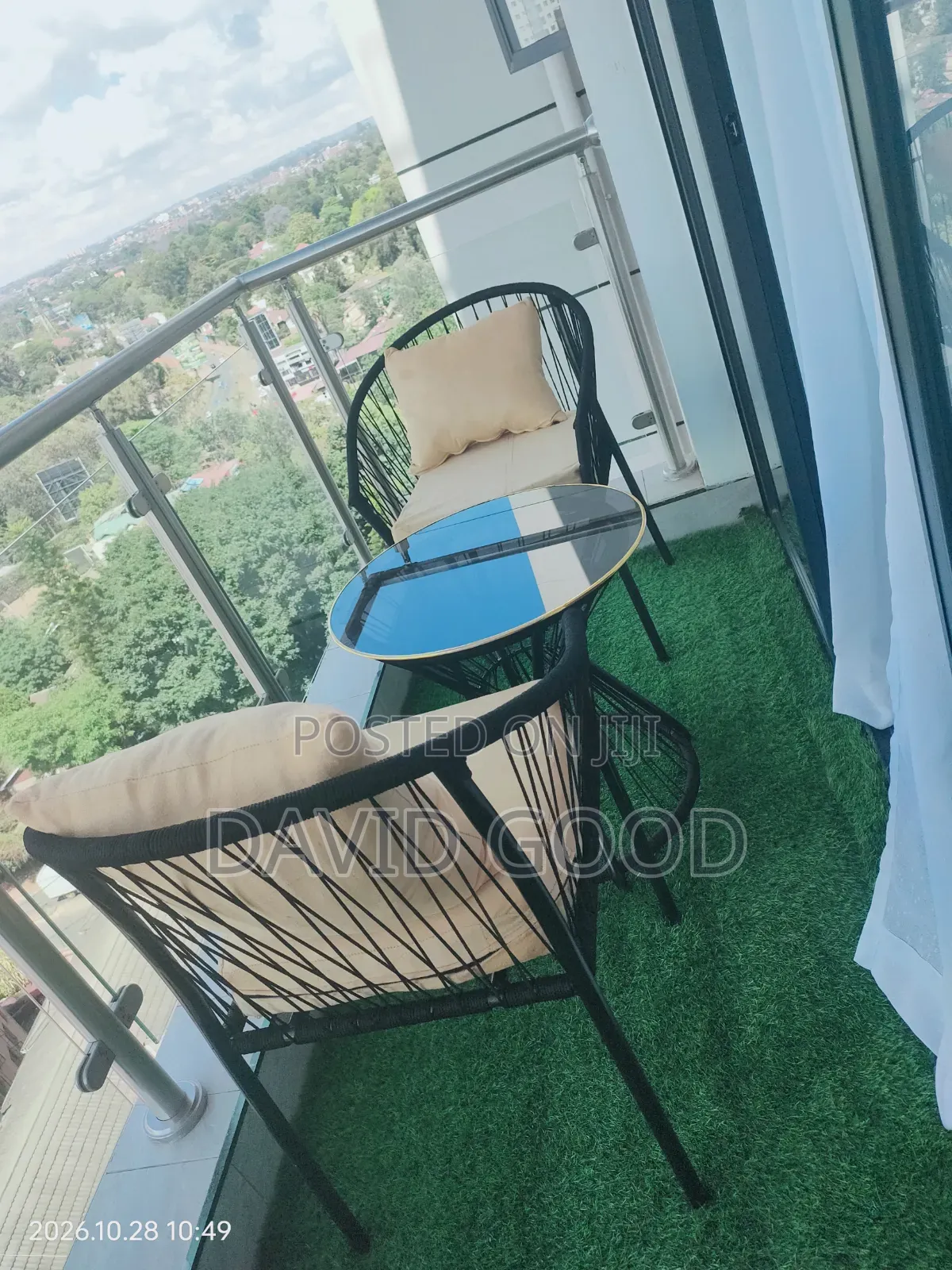 Balcony Table and Chairs Gold Finishing