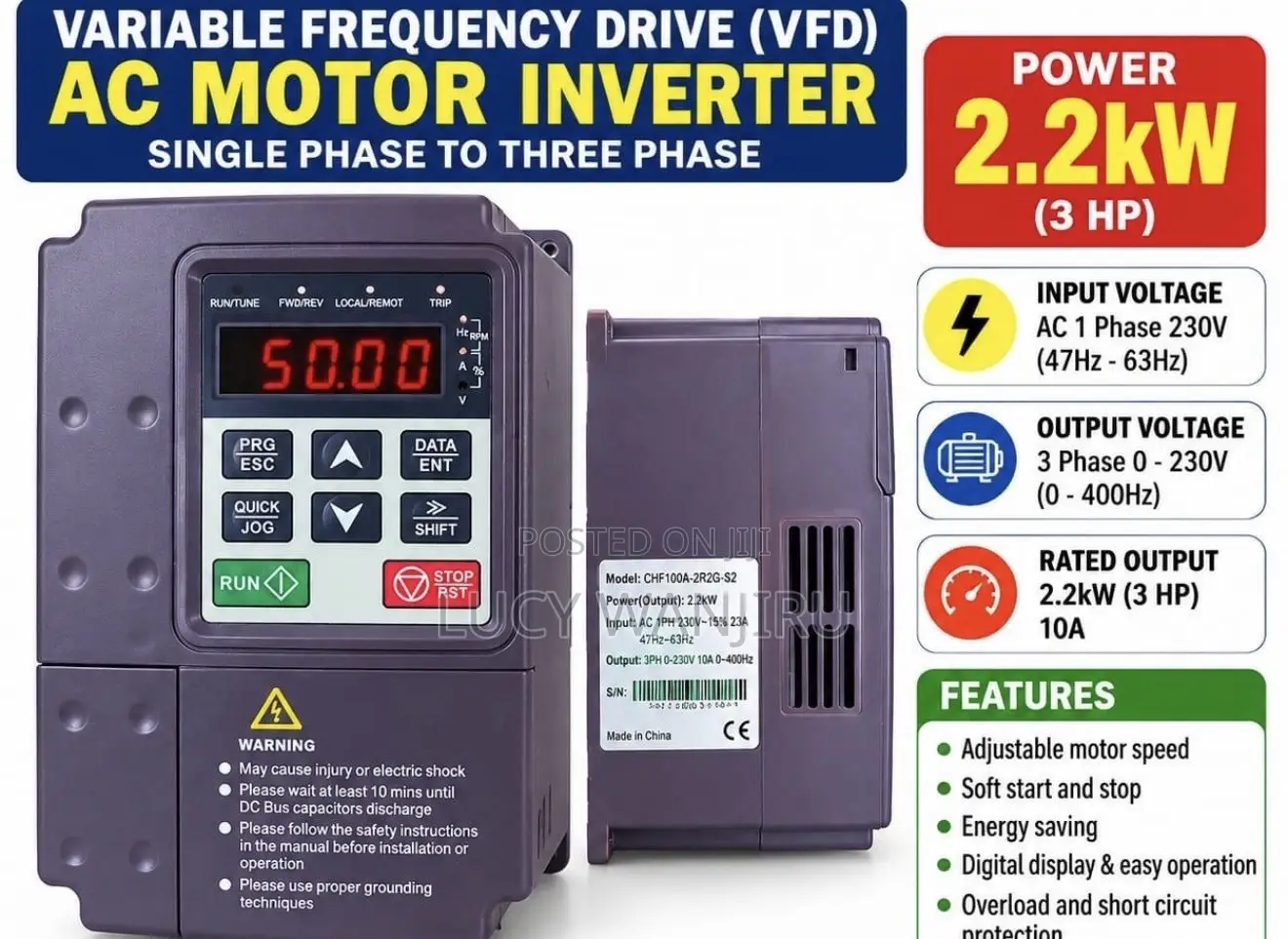 AC Motor Inverter Singe Phase to 3 Phase / Variable Frequency Drive