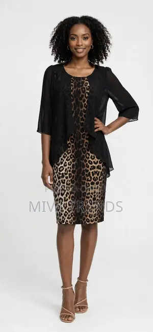 Elegant Black/Brown Cheetah Print Dress