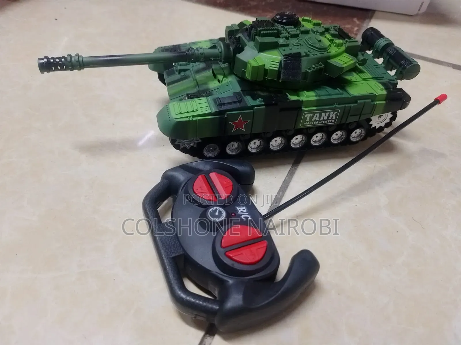 Remote Control Military Tank Toy With Wired Controller – Green